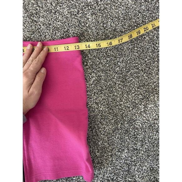 H&M Hot Pink Mini Skirt Front Zipper Size 6 Elastic Waist - Picture 4 of 5